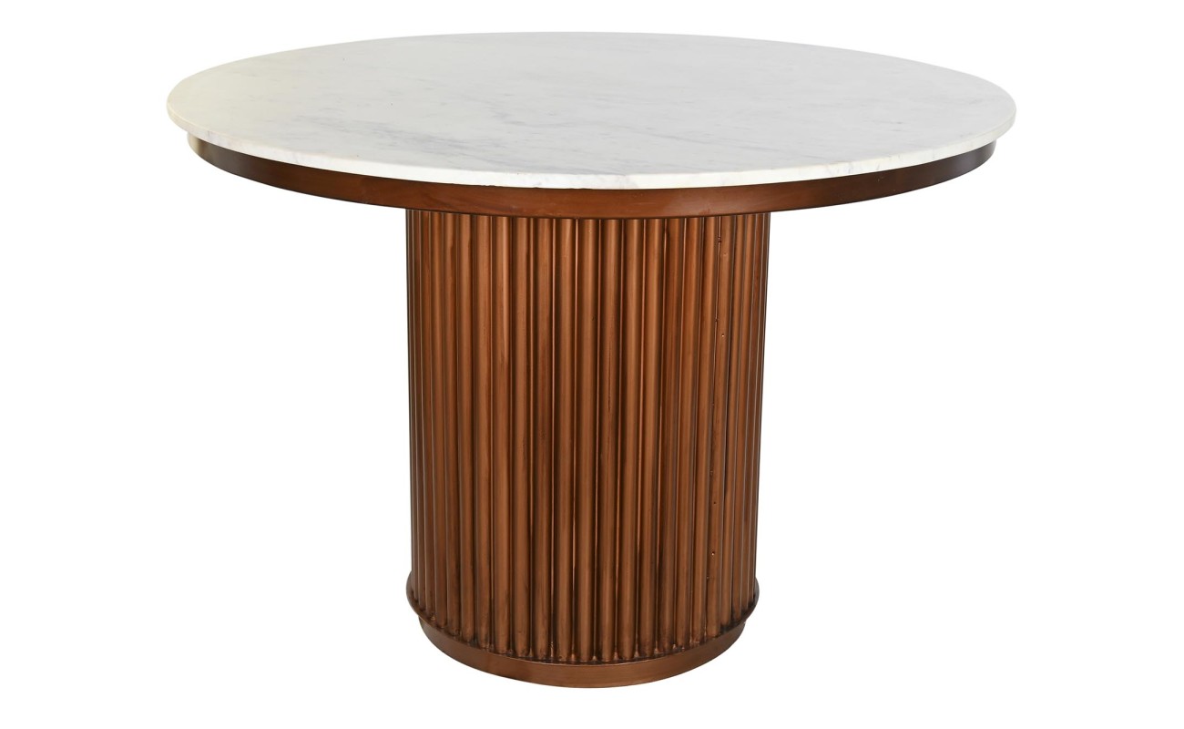 MESA COMEDOR MARMOL METAL 110X110X76 COBRIZO