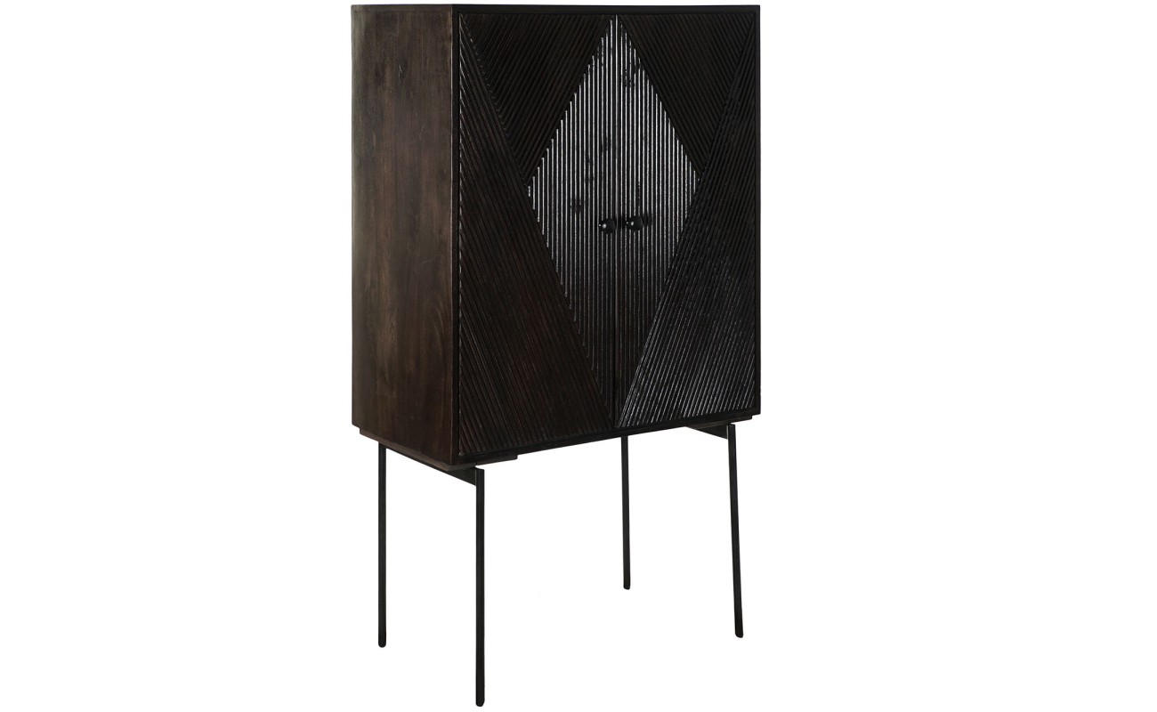 APARADOR MANGO METAL 84X43X153,5 MARRON OSCURO