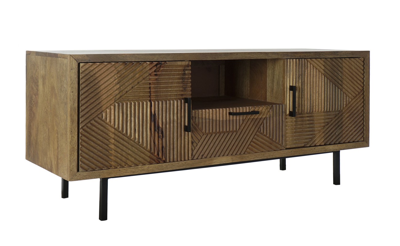 MUEBLE TV MANGO METAL 125X40X54,5 MARRON CLARO