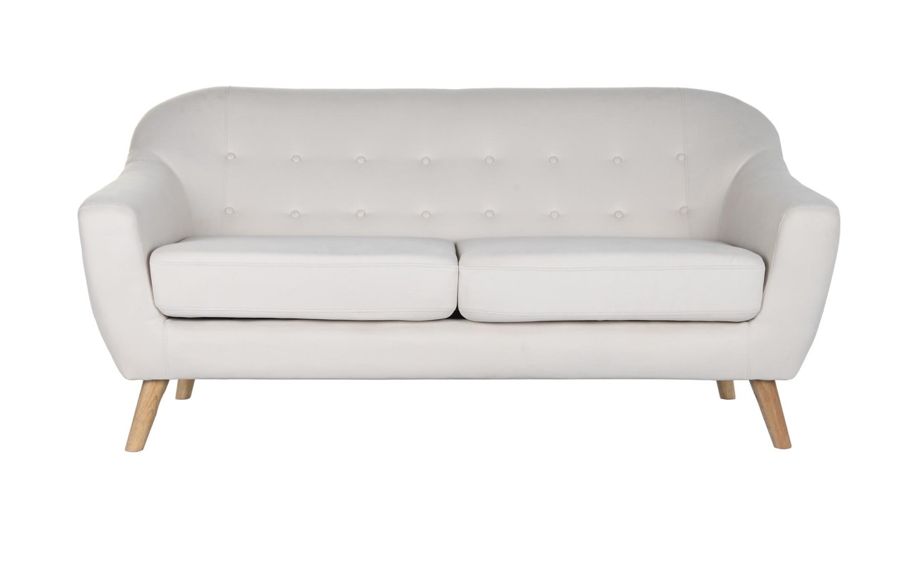 SOFA POLIESTER RUBBERWOOD 172X82X82 3 PLAZAS CREMA