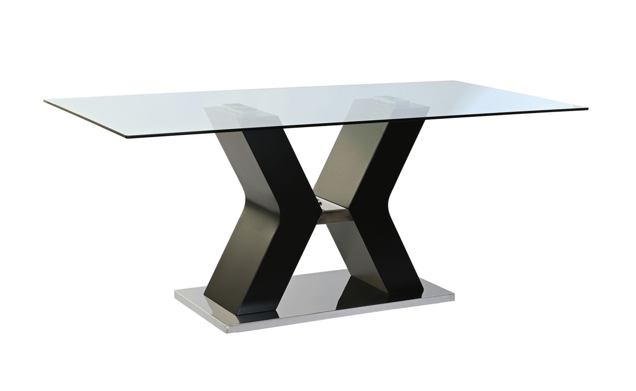 MESA COMEDOR CRISTAL TEMPLADO MDF 180X90X76 NEGRO