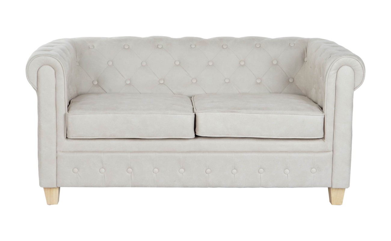 SOFA POLIESTER MADERA 151X80X70 CAPITONE BLANCO