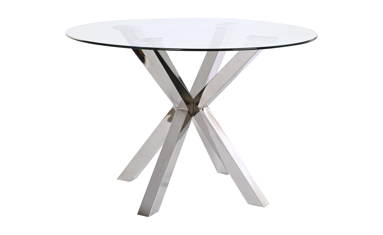 MESA COMEDOR ACERO CRISTAL 110X110X76 35,00