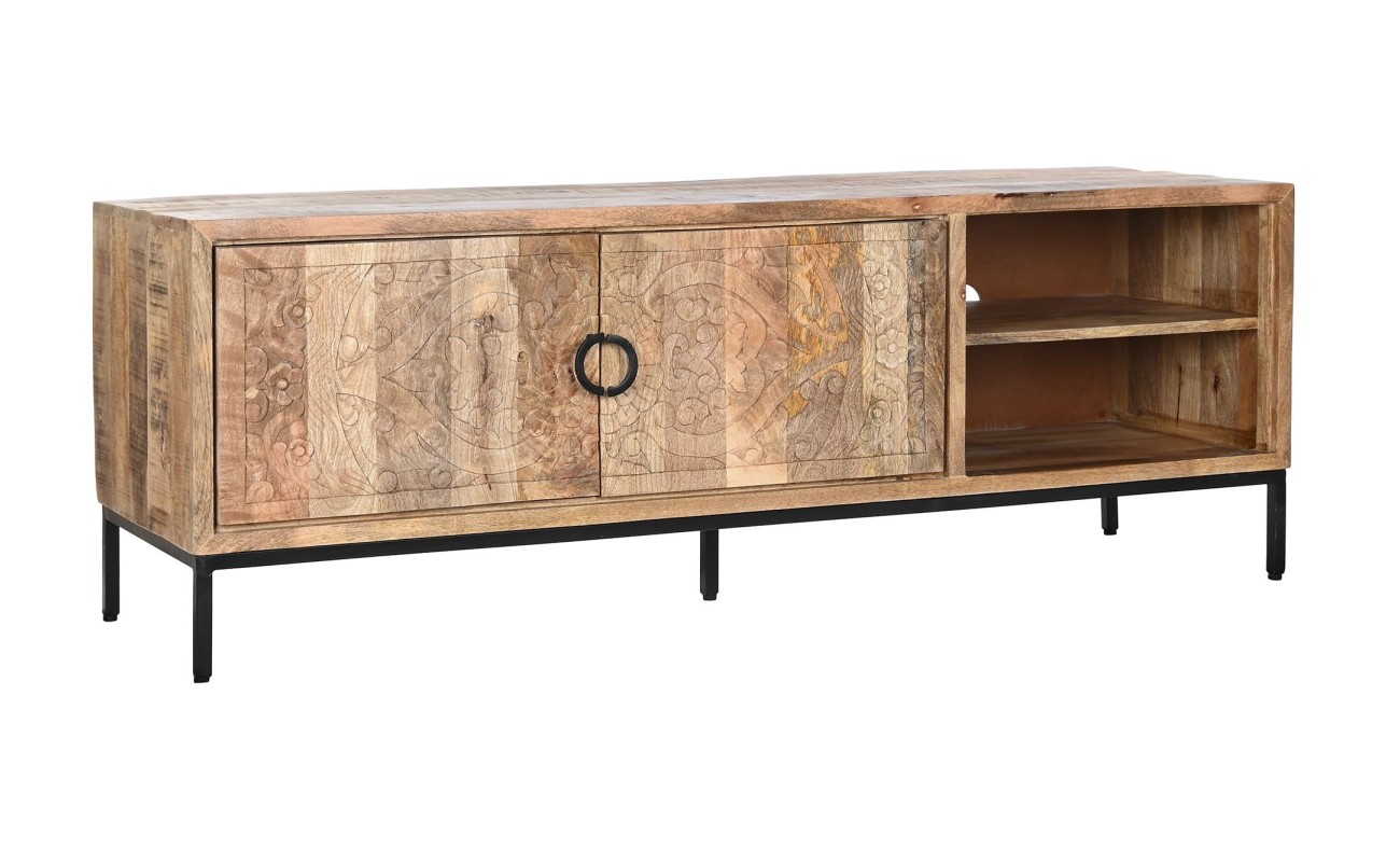 MUEBLE TV MANGO METAL 160X45X55 MANDALA NATURAL