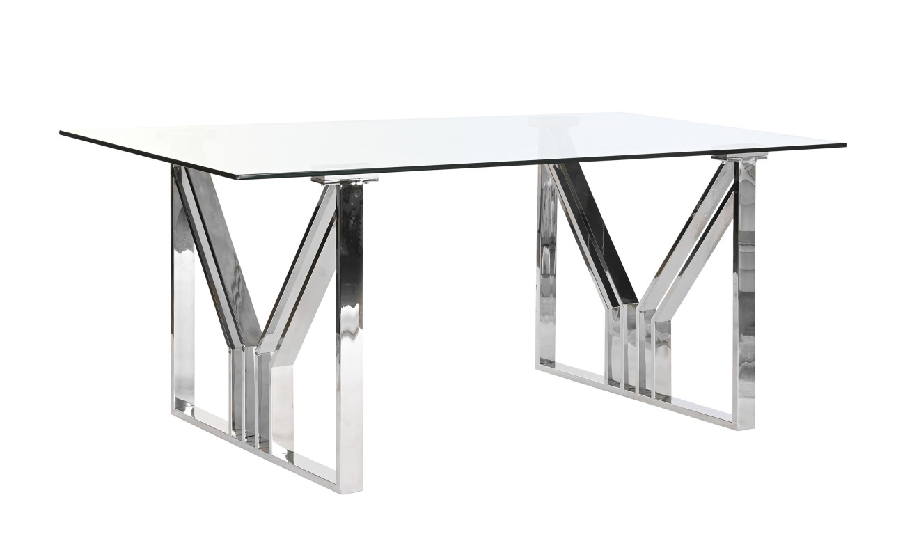 MESA COMEDOR ACERO CRISTAL 180X90X75 CROMADO