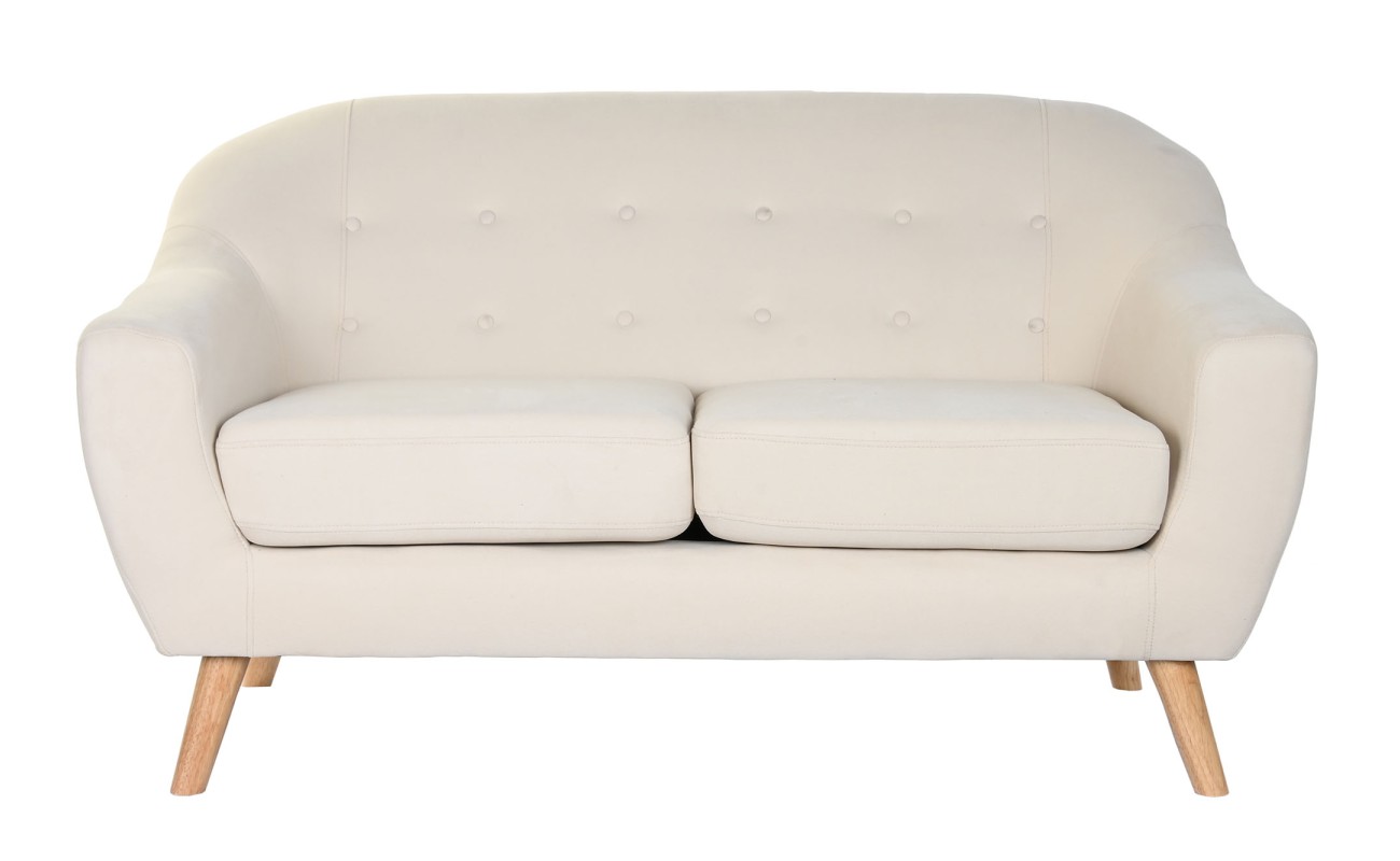 SOFA POLIESTER RUBBERWOOD 146X84X82 2 PLAZAS CREMA