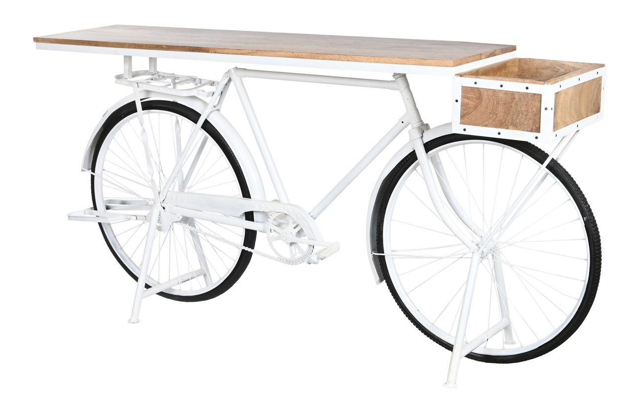 CONSOLA HIERRO MANGO 195X40X91 BICICLETA