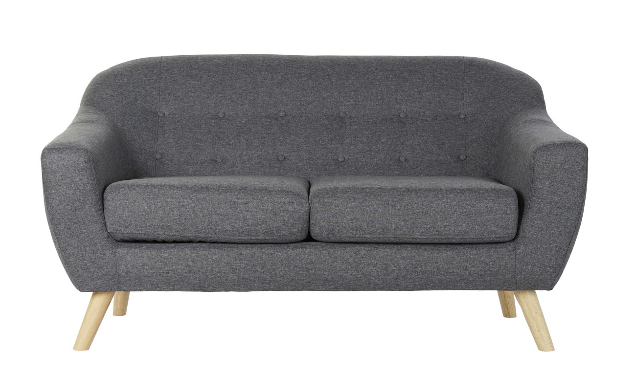 SOFA POLIESTER RUBBERWOOD 146X72X82 2 PLAZAS GRIS