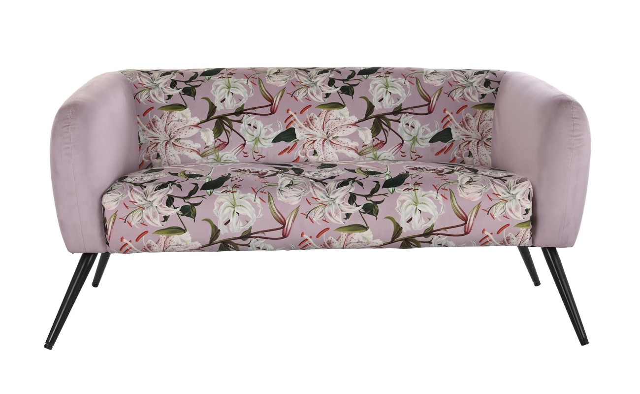 SOFA POLIESTER METAL 140X71X71 FLORES ROSA