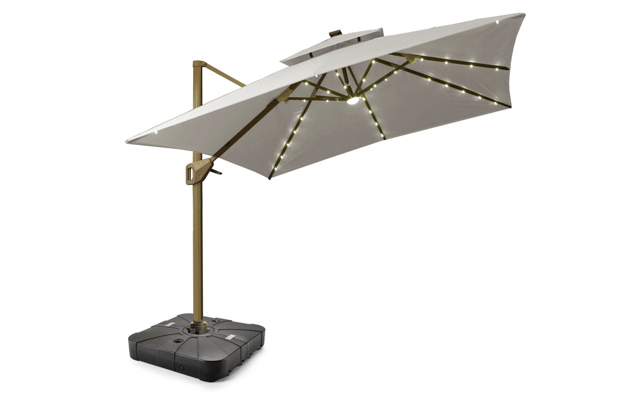 PARASOL ALUMINIO 286X350X280 220 GSM. LED + BASE G