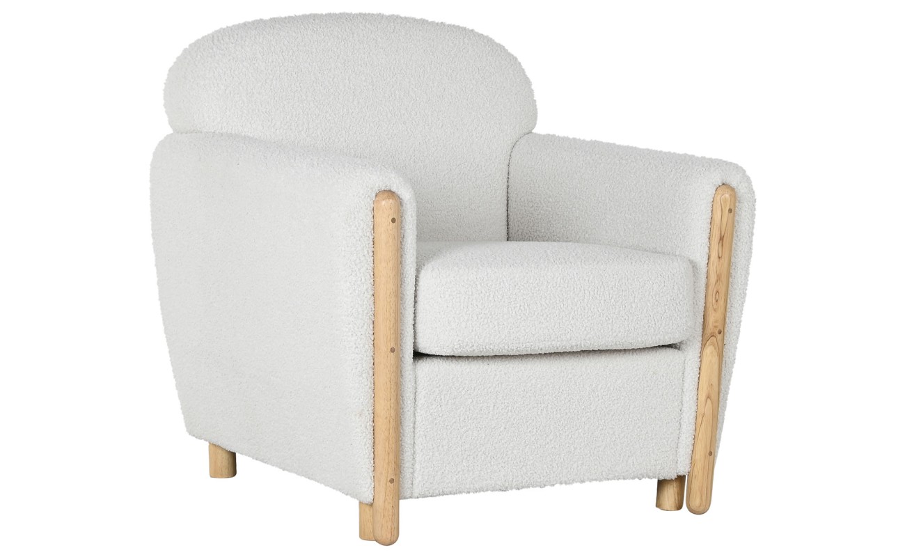 SILLON POLIESTER MADERA 81X78X82 BUCLE BLANCO