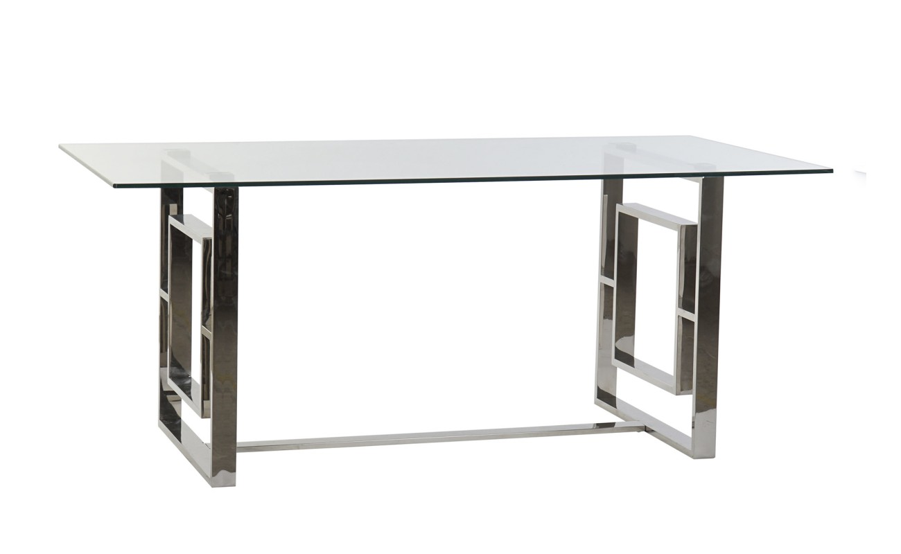 MESA COMEDOR ACERO CRISTAL 180X90X75