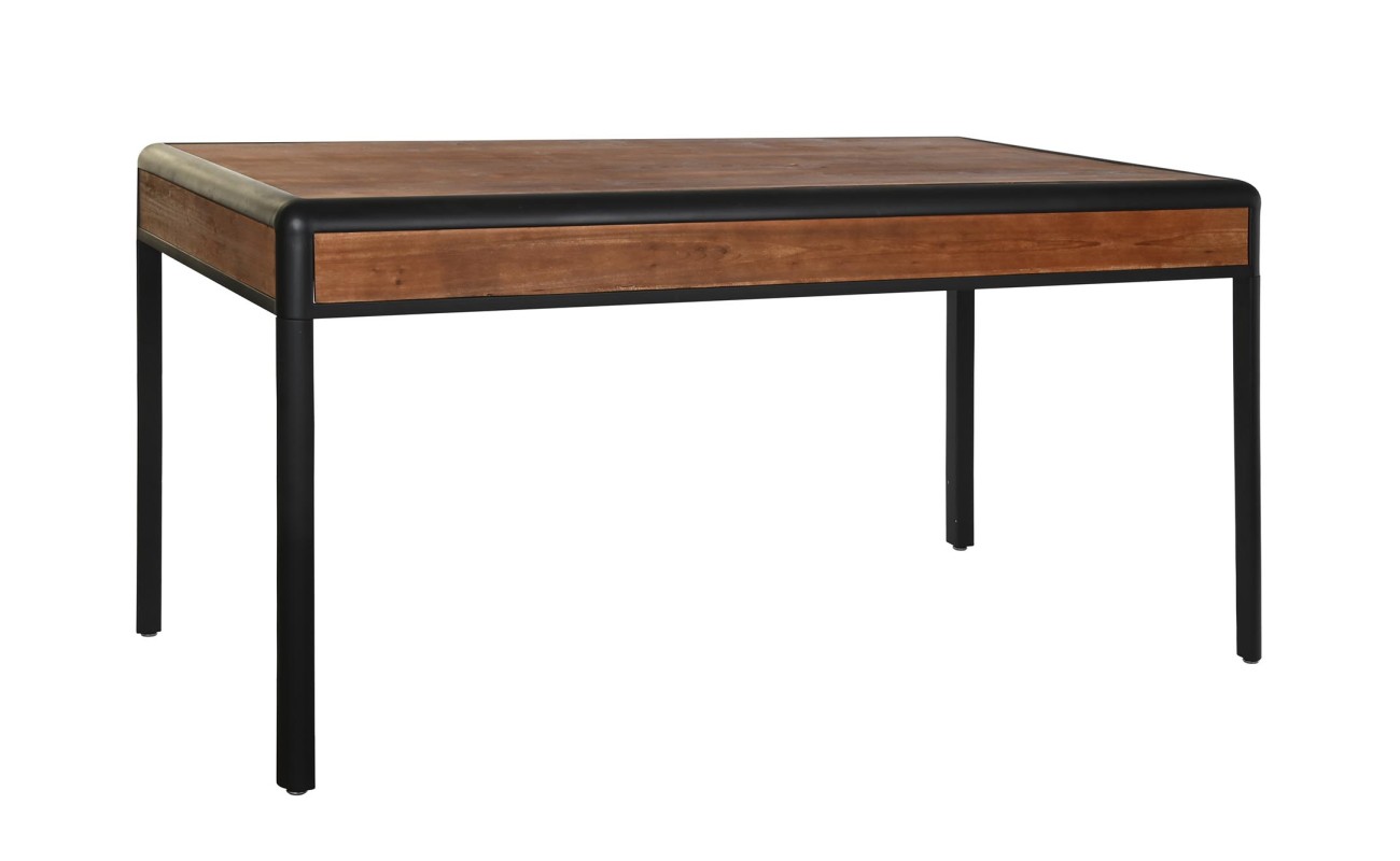 MESA COMEDOR ABETO METAL 160X80X79 MARRON OSCURO