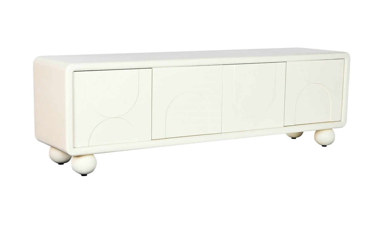 MUEBLE TV MDF 160X37X50 4PUERTAS 3D BLANCO