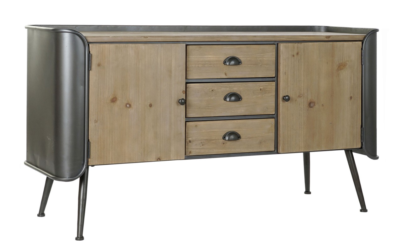 MUEBLE TV MADERA MACIZA METAL 144X47X76 NATURAL