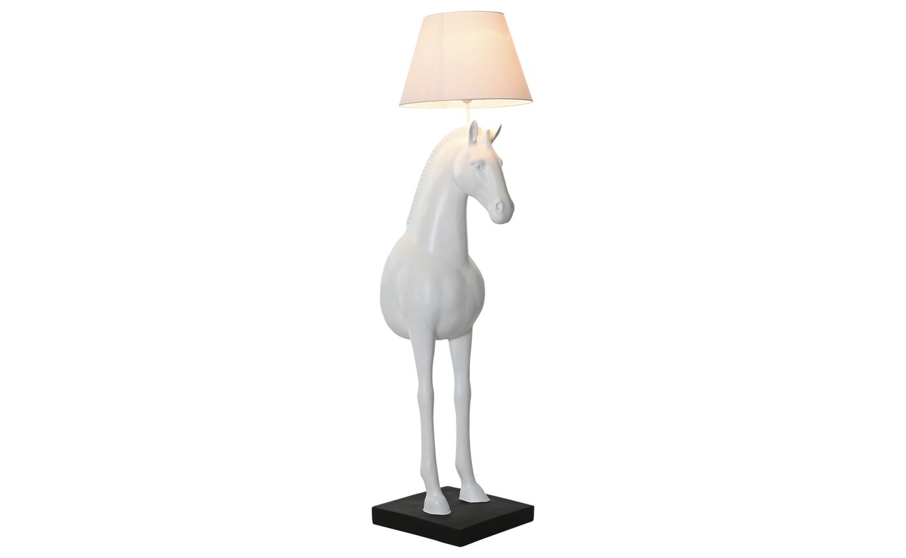 LAMPARA PIE RESINA 47X40X153 CABALLO BLANCO