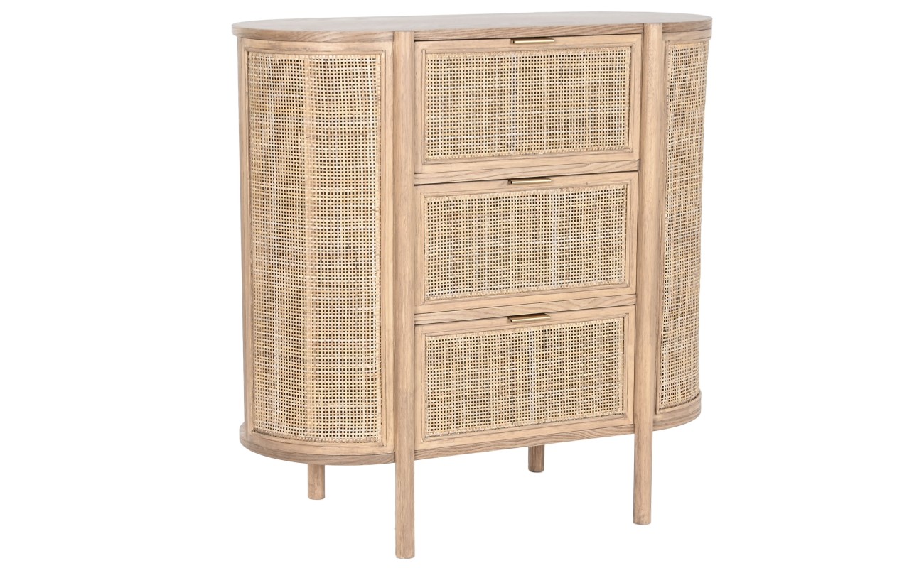 COMODA RUBBERWOOD RATAN 80X39X80 3CAJ, NATURAL