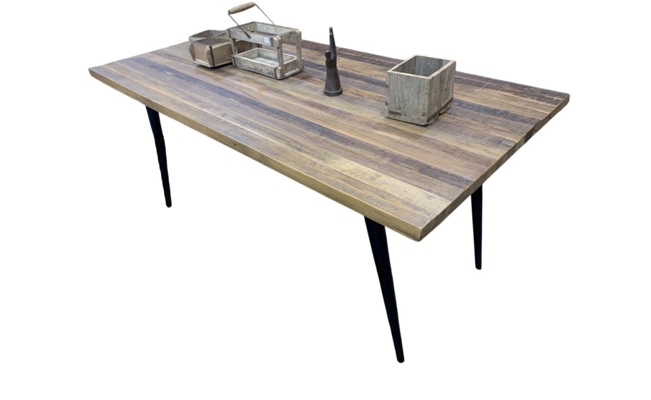 MESA COMEDOR MADERA RECICLADA HIERRO 180X90X76