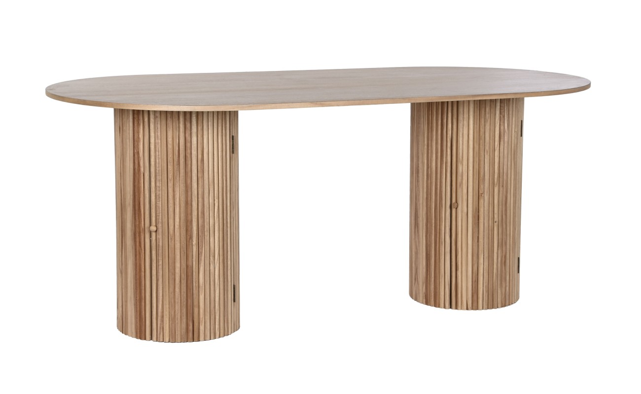 MESA OVALADA COMEDOR PAULOWNIA 180X90X75 PUERTAS