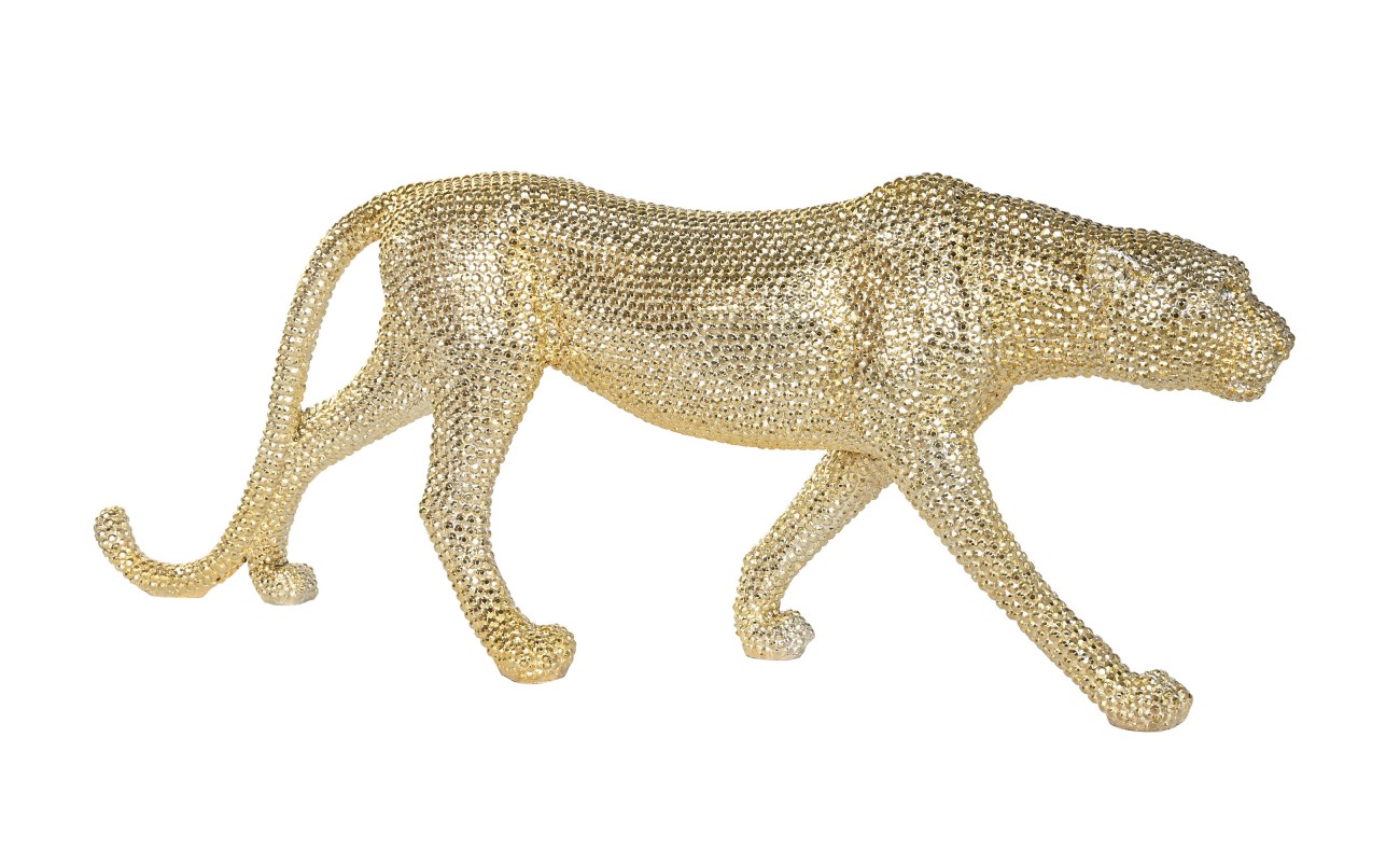 FIGURA RESINA 120X23X44 LEOPARDO DORADO