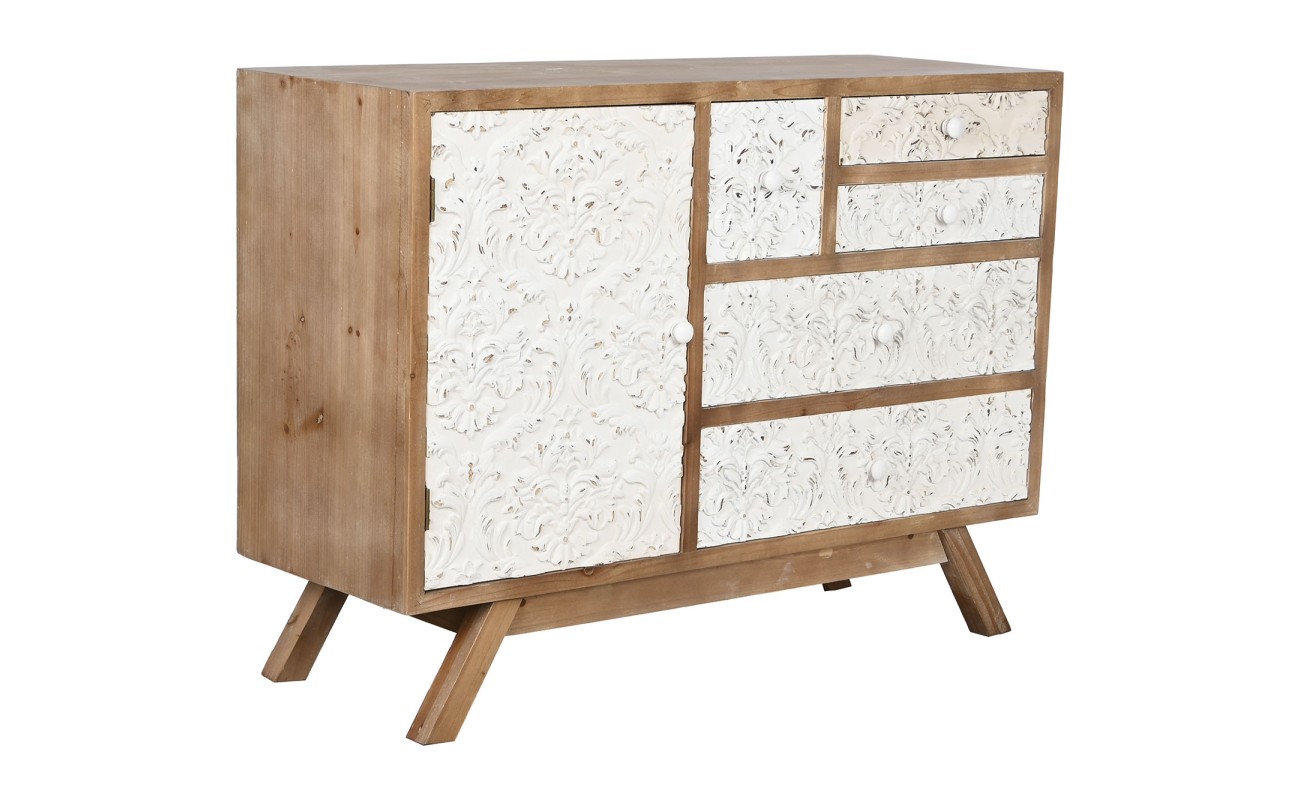 CAJONERA ABETO MDF 106X38X78,5 TALLADO NATURAL