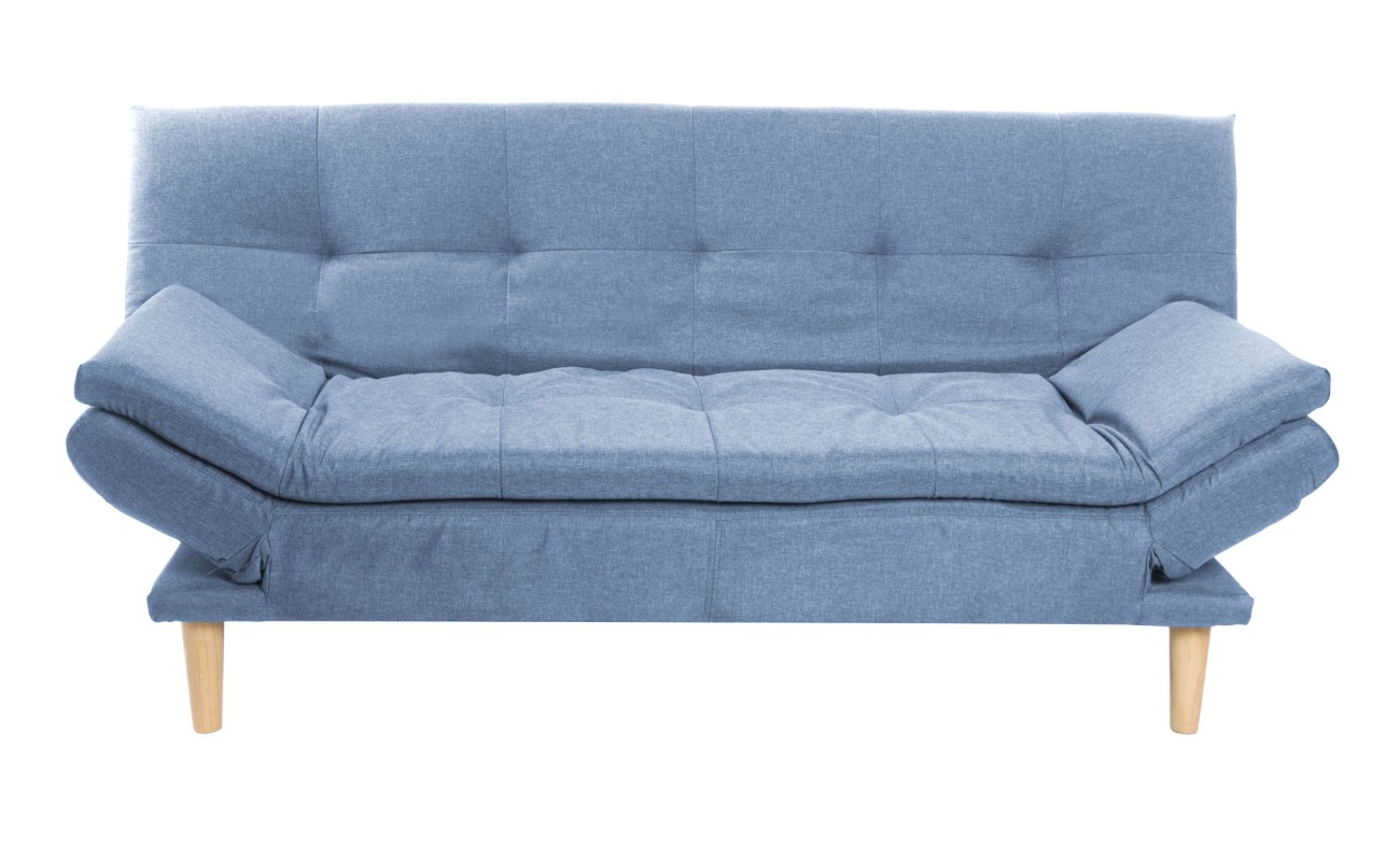 SOFA CAMA POLIESTER MADERA 180X85X83 AZUL CELESTE