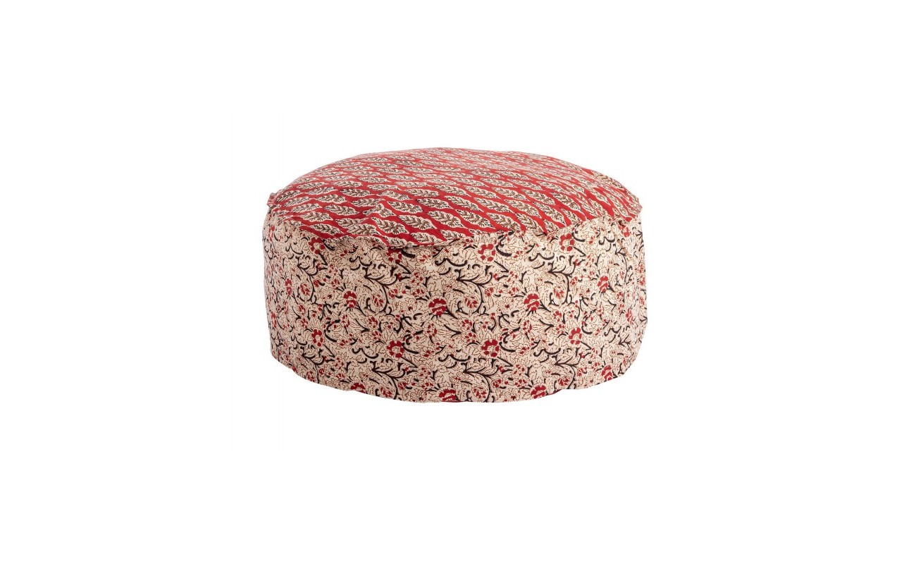 POUF LORIENT ROJO C-HOJA-FLOR PEQ D